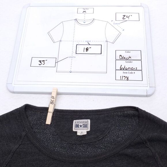 Converse One Star Pullover Long Sleeve Sweatshirt Womens Size Medium M Black - Picture 8 of 8